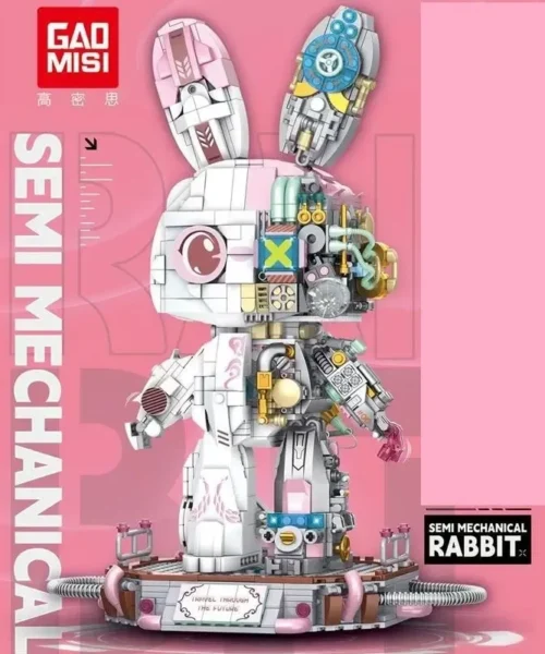 GAOMISI-Creator-Animal-PINK-EVELYN-Semi-mechanical-rabbit-1417-PCS-block-toys-1