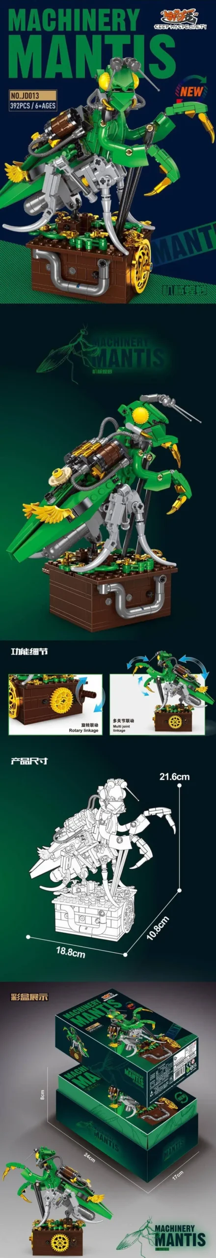 JIESTAR-Creator-Animal-Machinery-Mantis-392PCS-building-block-toys-2